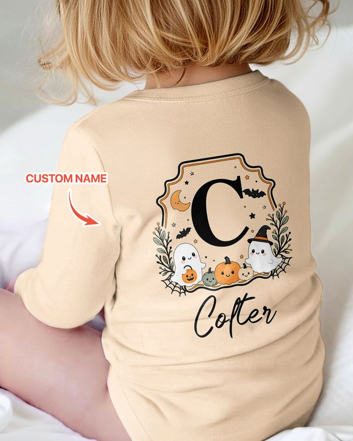 Custom Monogram Ghost Pumpkin Bamboo Bodysuit