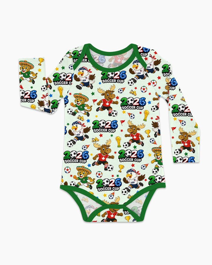 Soccer Cup Cute Mascots Bamboo Bodysuit
