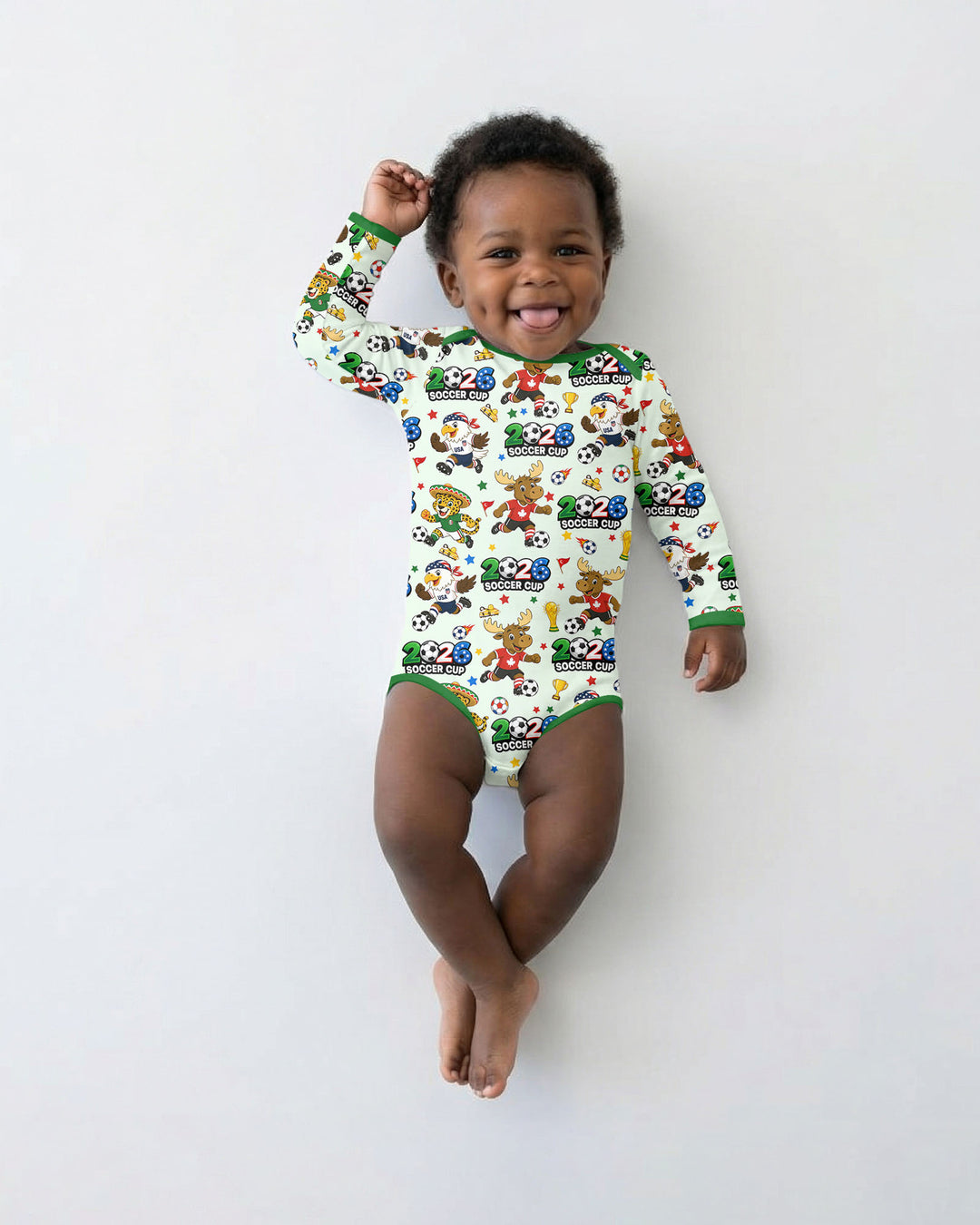 Soccer Cup Cute Mascots Bamboo Bodysuit