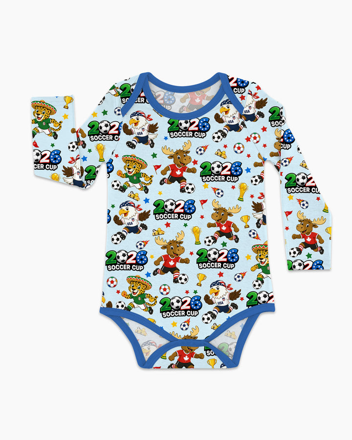 Soccer Cup Cute Mascots Bamboo Bodysuit