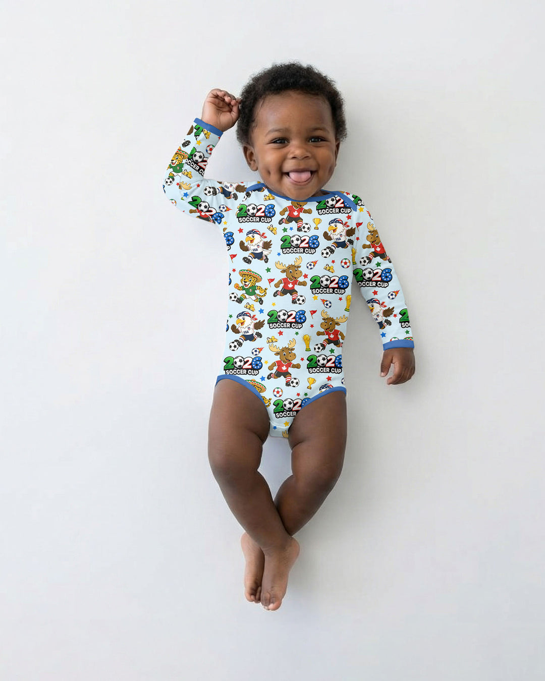 Soccer Cup Cute Mascots Bamboo Bodysuit