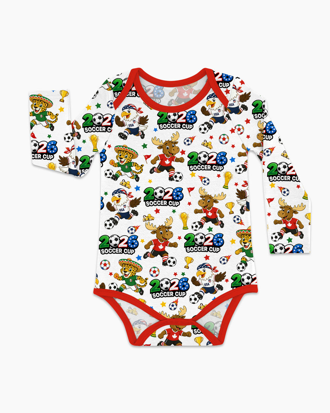 Soccer Cup Cute Mascots Bamboo Bodysuit