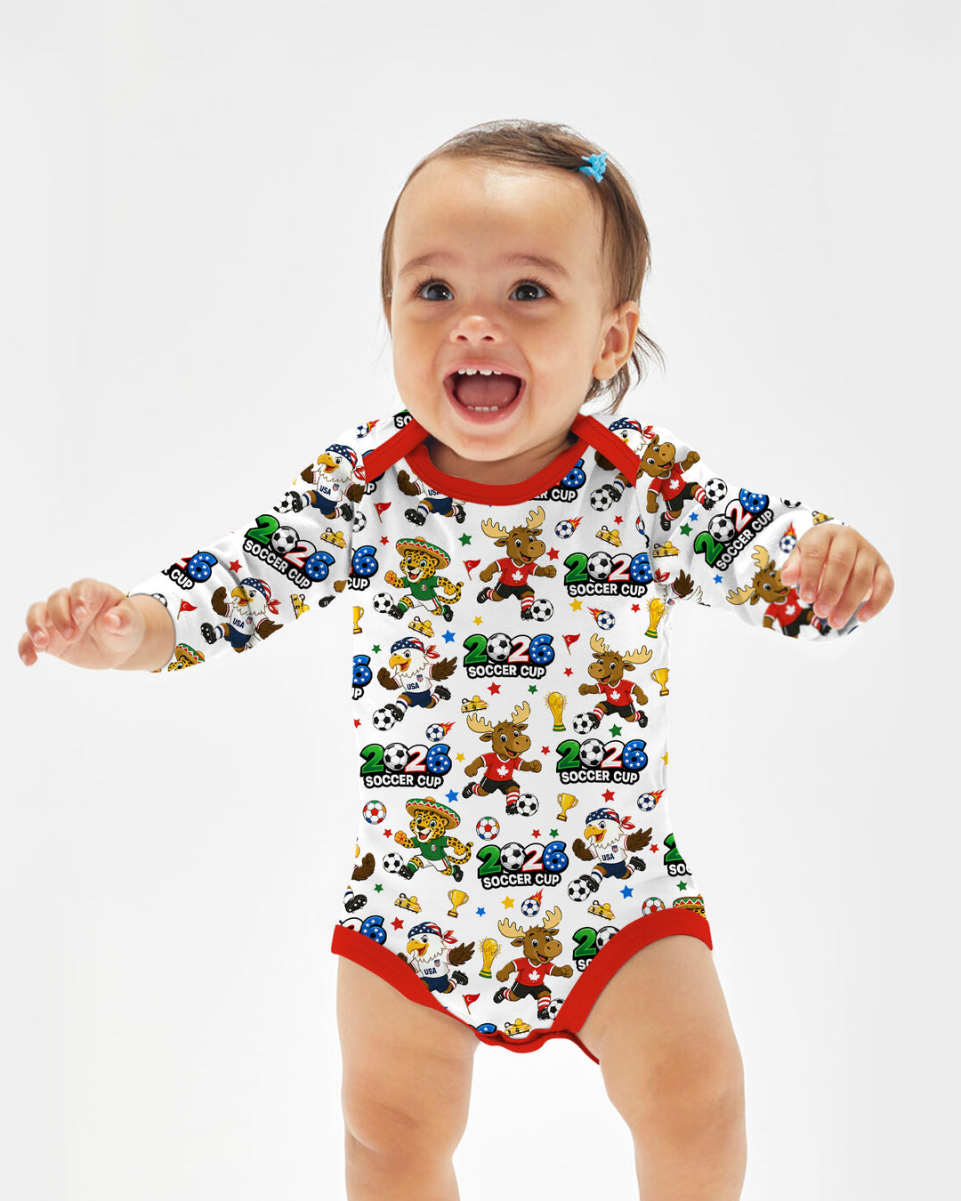 Soccer Cup Cute Mascots Bamboo Bodysuit