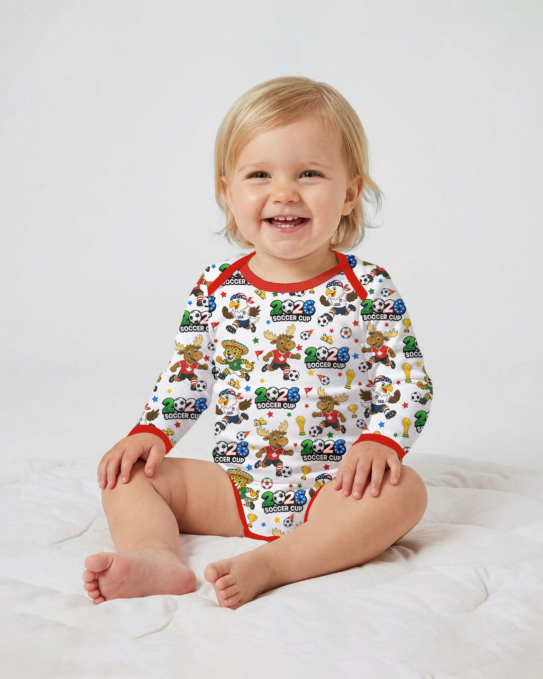 Soccer Cup Cute Mascots Bamboo Bodysuit