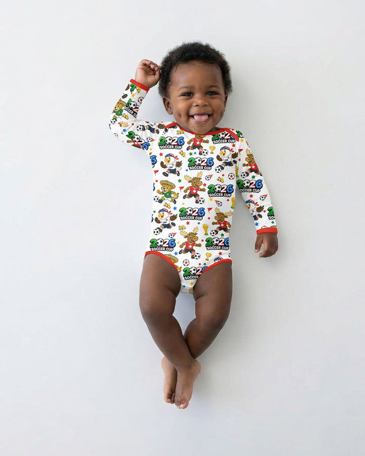Soccer Cup Cute Mascots Bamboo Bodysuit