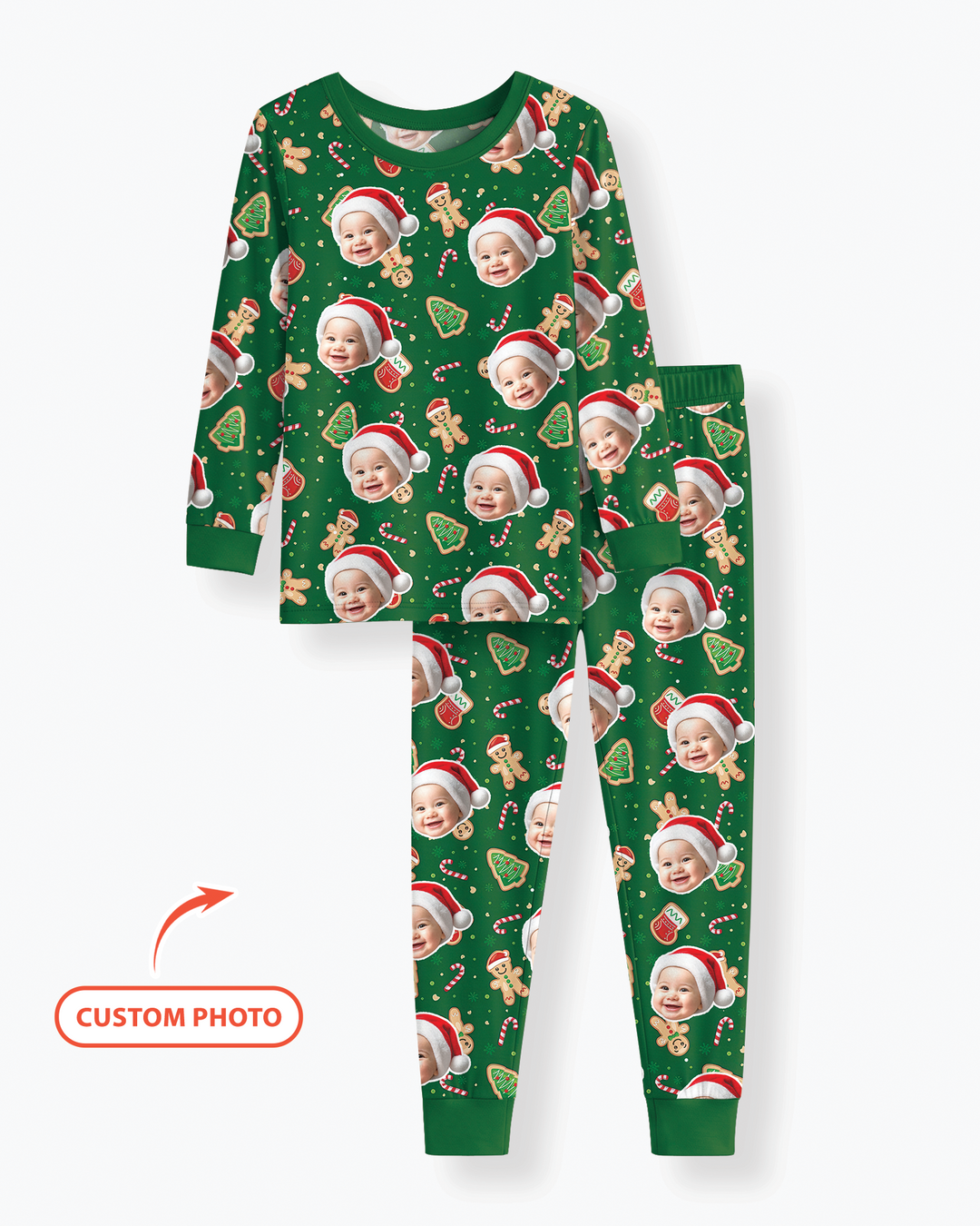Custom Photo Funny Family Bamboo Two Piece Long Sleeve Pajama Set