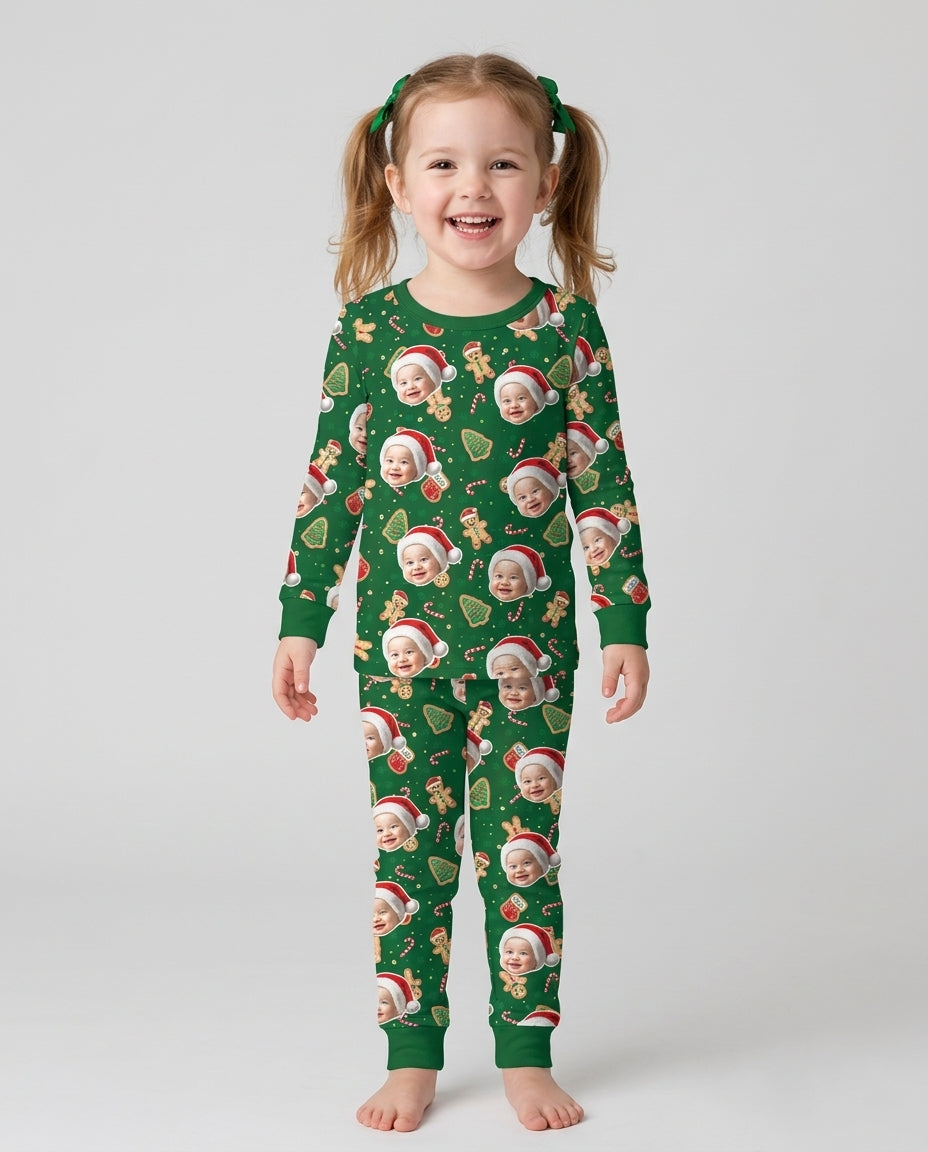 Custom Photo Funny Family Bamboo Two Piece Long Sleeve Pajama Set
