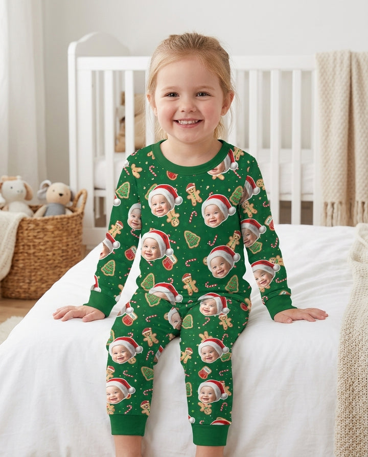 Custom Photo Funny Family Bamboo Two Piece Long Sleeve Pajama Set