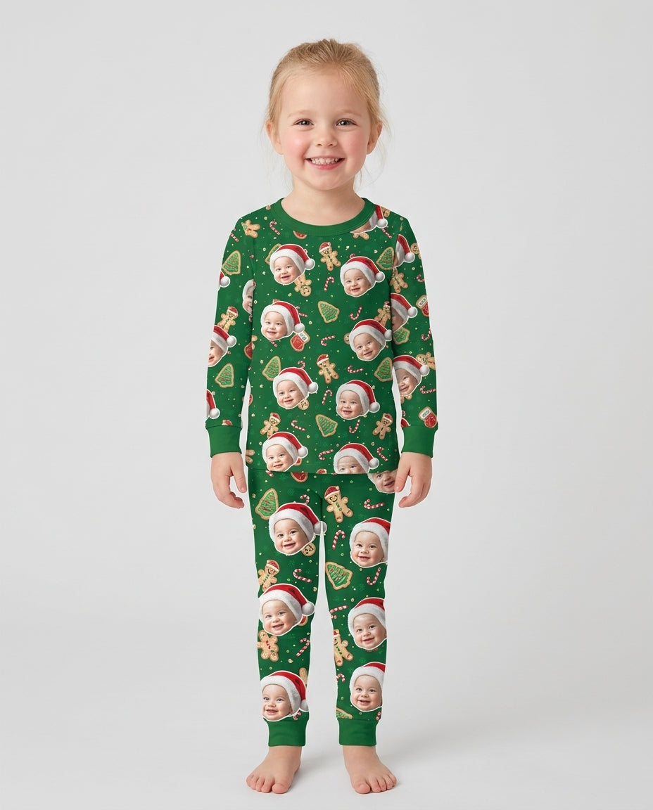 Custom Photo Funny Family Bamboo Two Piece Long Sleeve Pajama Set