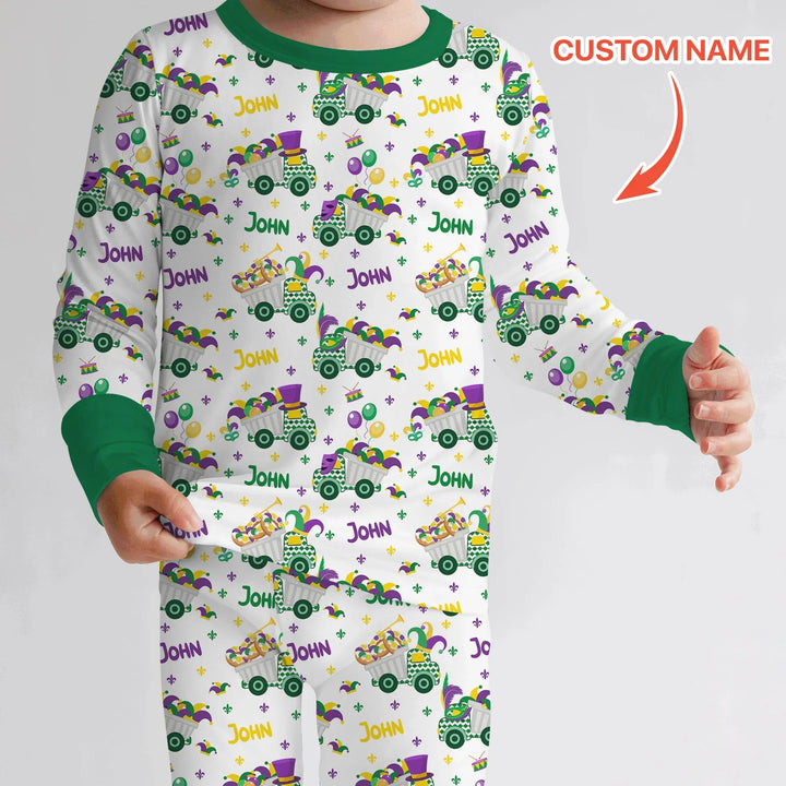 Mardi Gras Trucks Bamboo Two Piece Long Sleeve Pajama Set