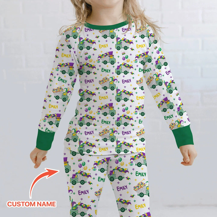Mardi Gras Trucks Bamboo Two Piece Long Sleeve Pajama Set