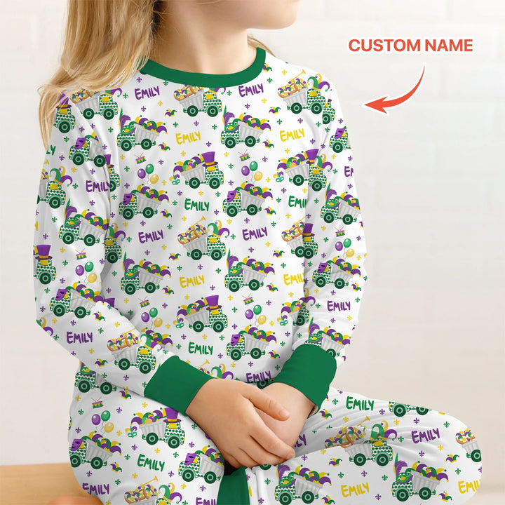 Mardi Gras Trucks Bamboo Two Piece Long Sleeve Pajama Set