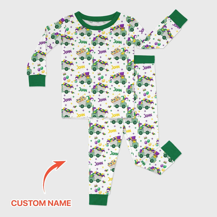 Mardi Gras Trucks Bamboo Two Piece Long Sleeve Pajama Set