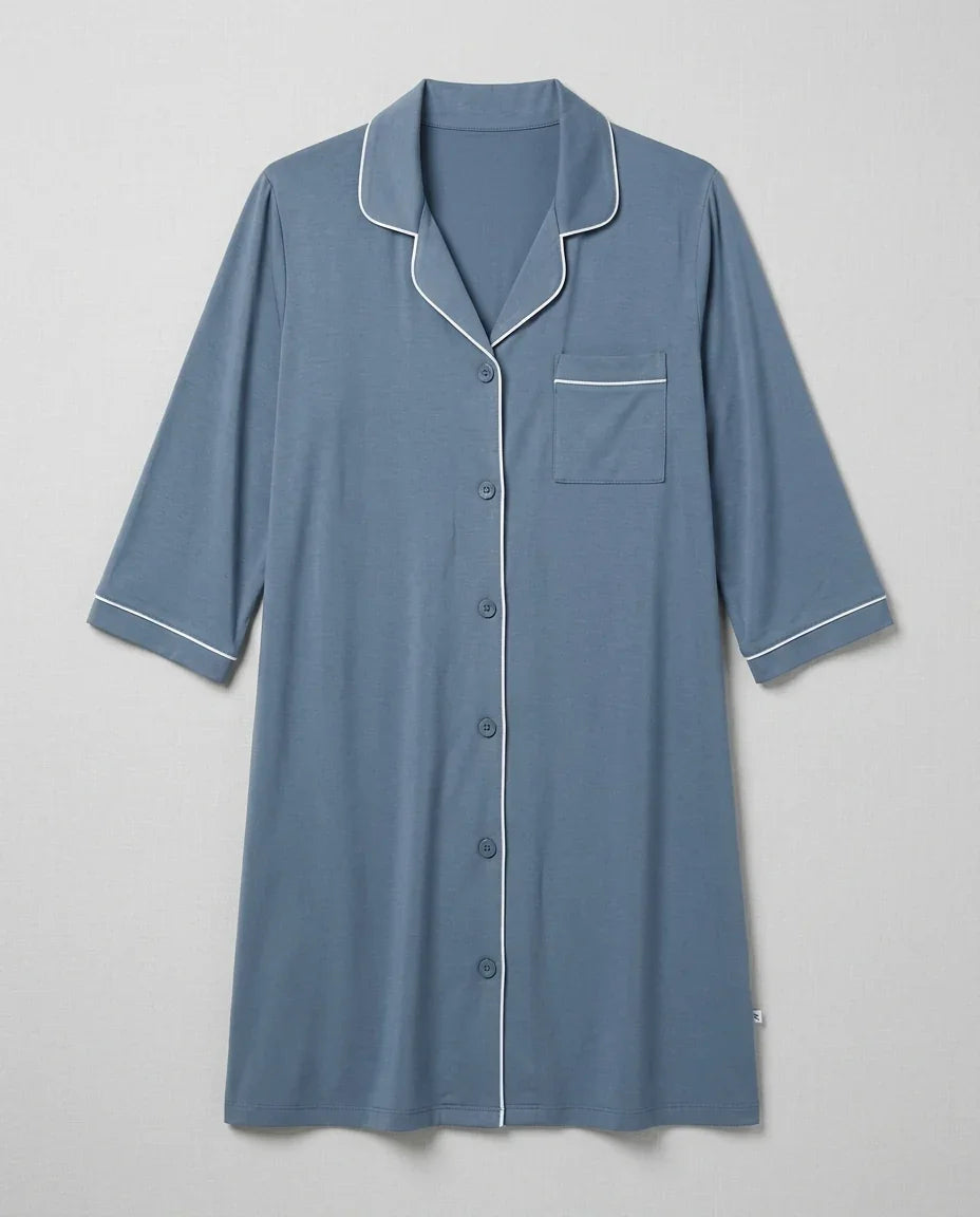 Solid Color Bamboo Maternity & Nursing Nightgown