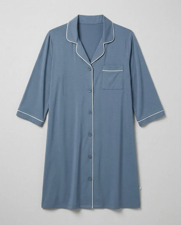 Solid Color Bamboo Maternity & Nursing Nightgown
