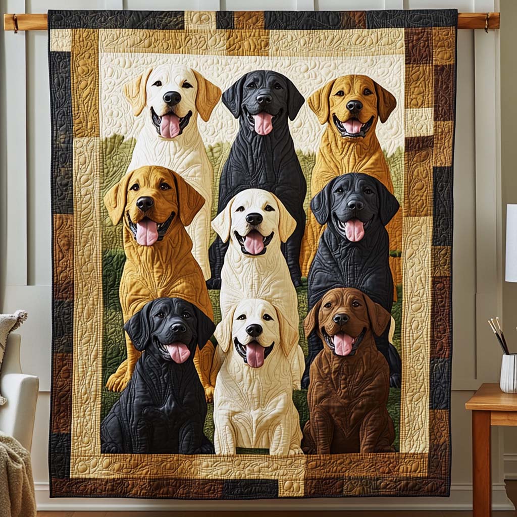 Labrador Dog Family Bamboo Quilt Blanket