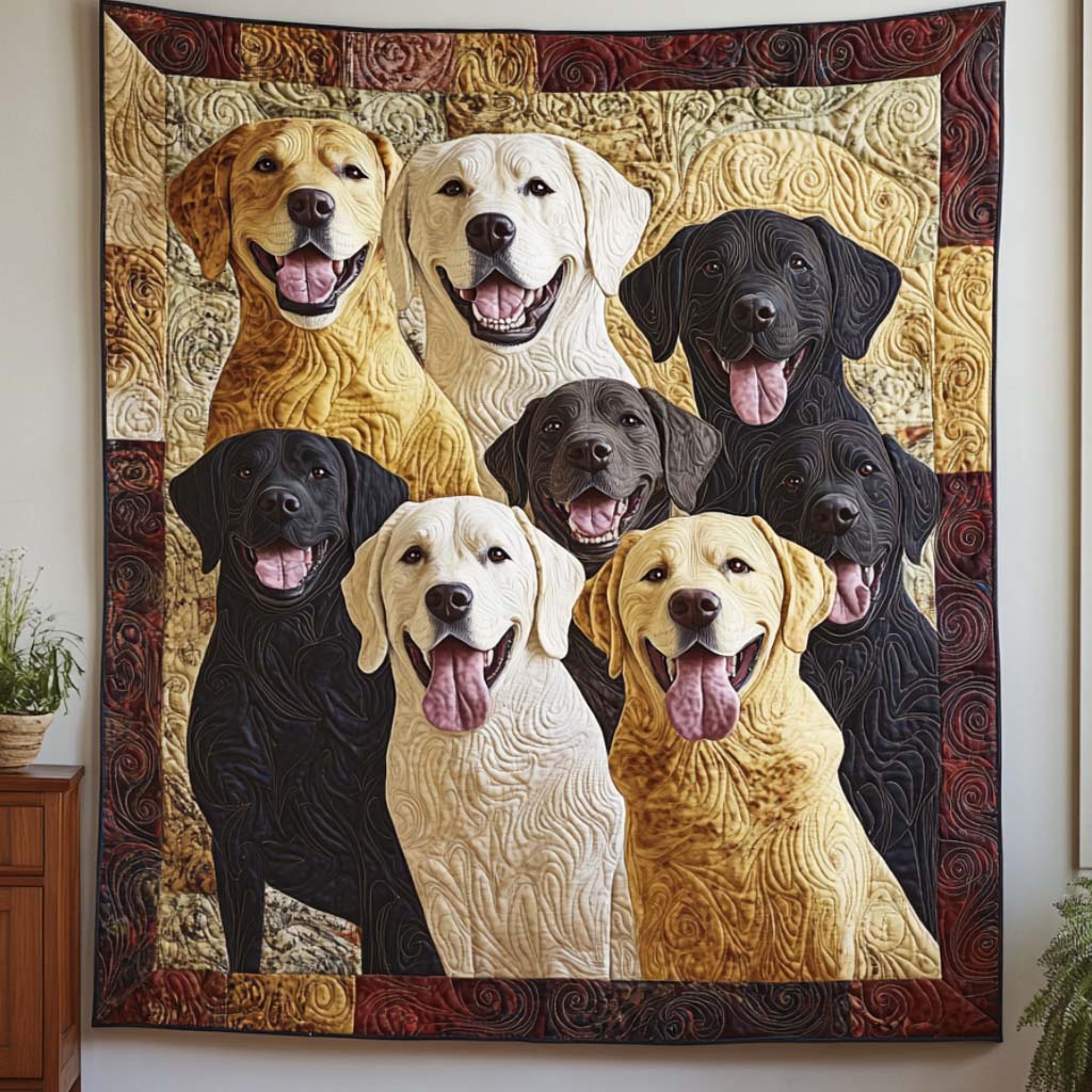Labrador Family Portrait Bamboo Quilt Blanket