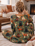 Labrador Retriever Football Fall Bamboo Women Pajama Set