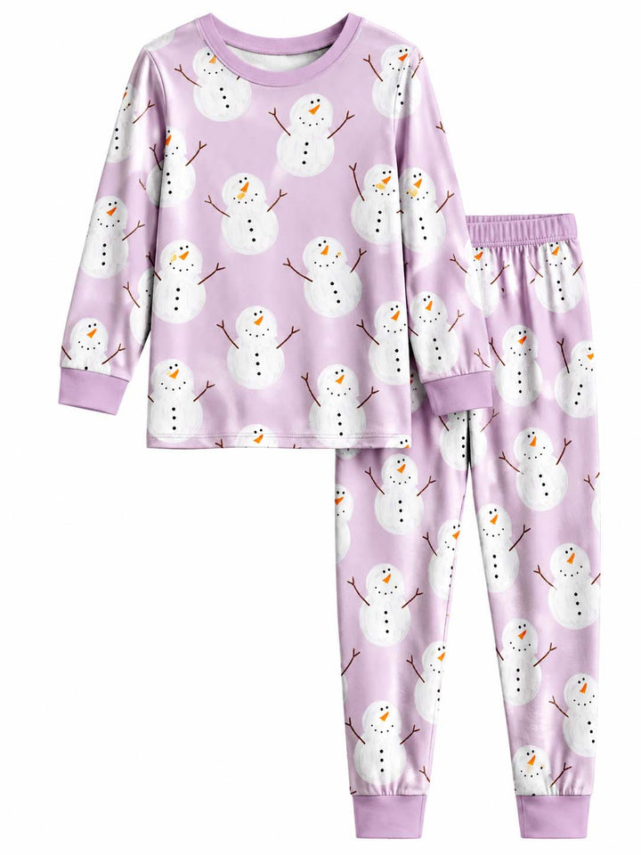 Lavender Snowman Wonderland Bamboo Two Piece Long Sleeve Pajama Set