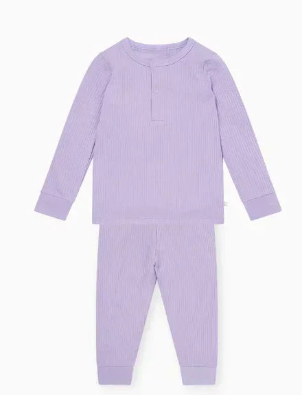 Lilac Ribbed Bamboo Two Piece Long Sleeve Pajama Set