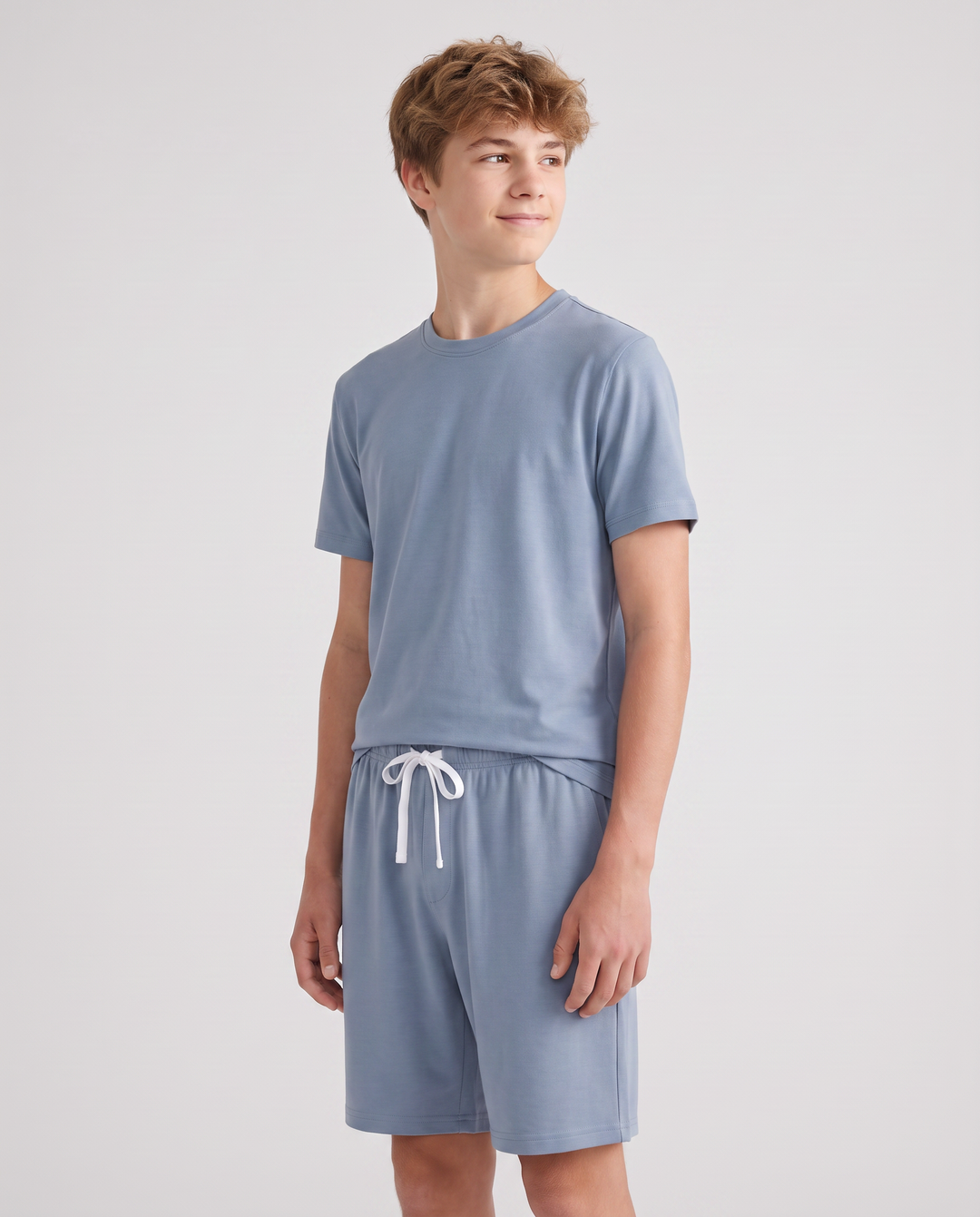 Solid Color Bamboo Unisex Short Sleeve Short Pajama Set