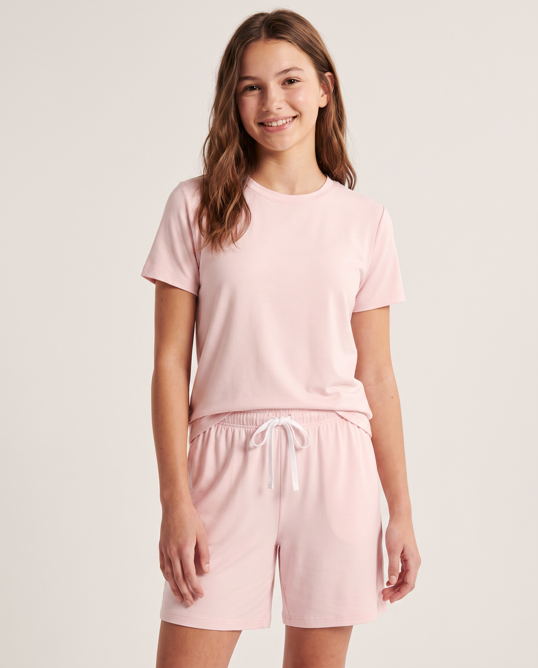 Solid Color Bamboo Unisex Short Sleeve Short Pajama Set