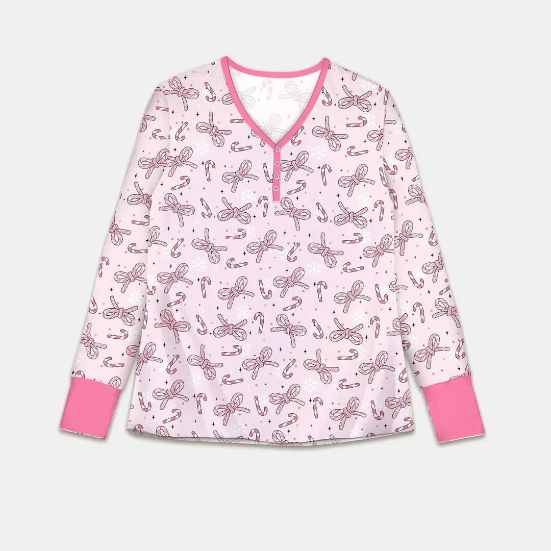 Pink Candy Bows Bamboo Women Pajama Set