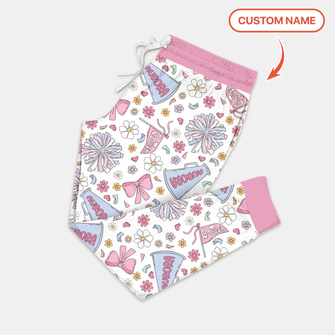 Custom Name Pastel Cheerleader Bamboo Women Pajama Set