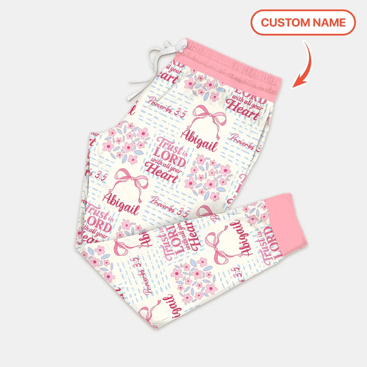 Trust The Lord With All Your Heart Custom Name Bamboo Women Pajama Set