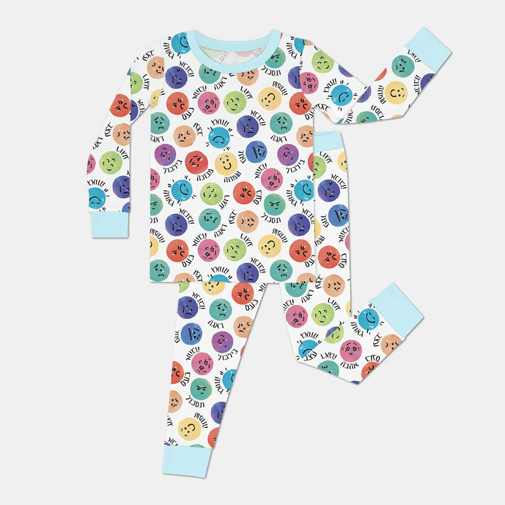 My Emotions Hebrew Bamboo Two Piece Long Sleeve Pajama Set