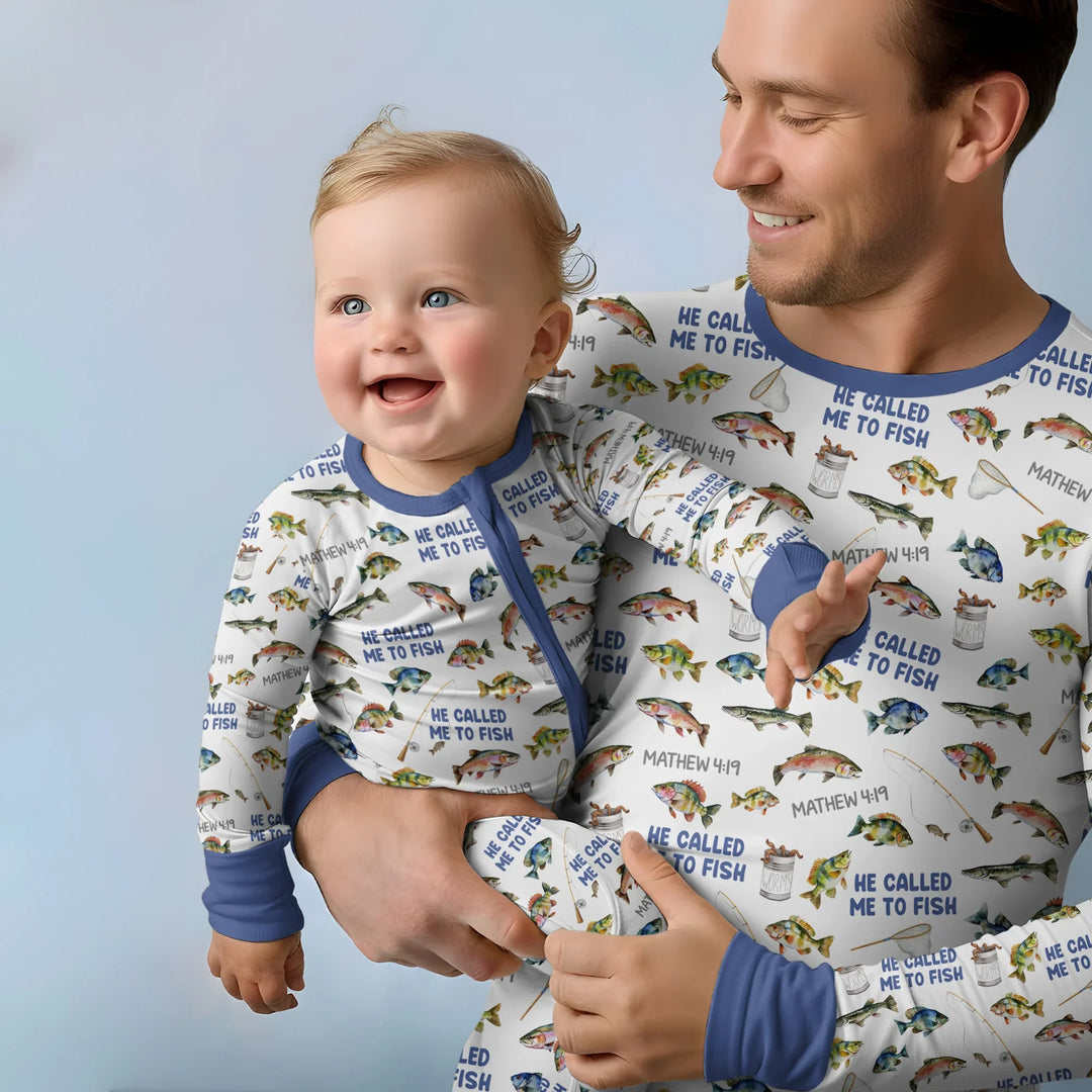He Called Me To Fish Daddy & Me Matching Men's Pajama Set