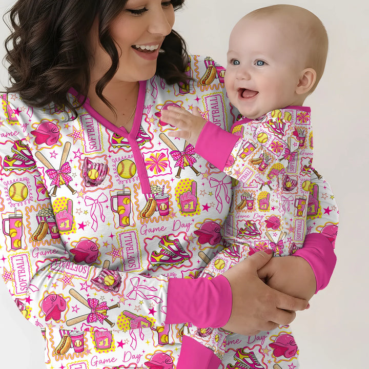 Pink Softball Game Day Bamboo Convertible Zippy