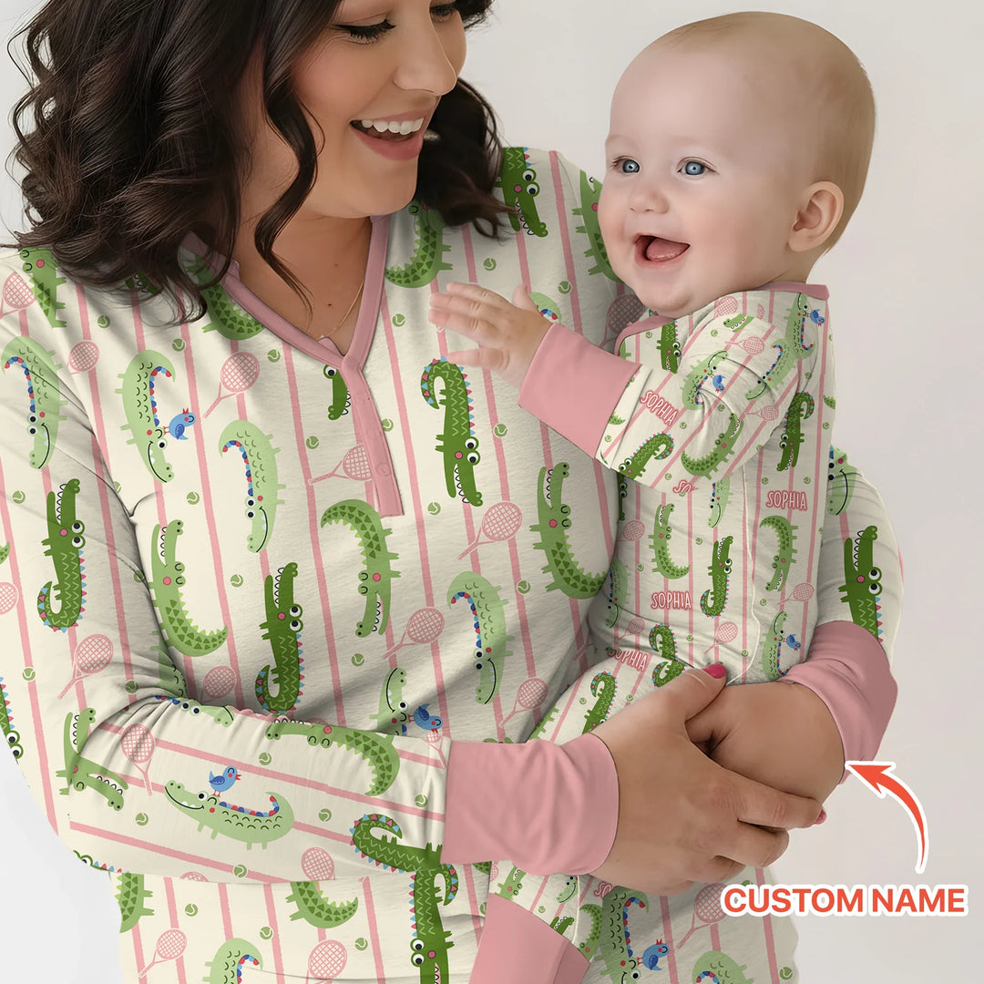 Custom Name Tennis Crocodiles Bamboo Convertible Zippy