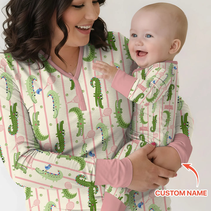 Custom Name Tennis Crocodiles Bamboo Convertible Zippy