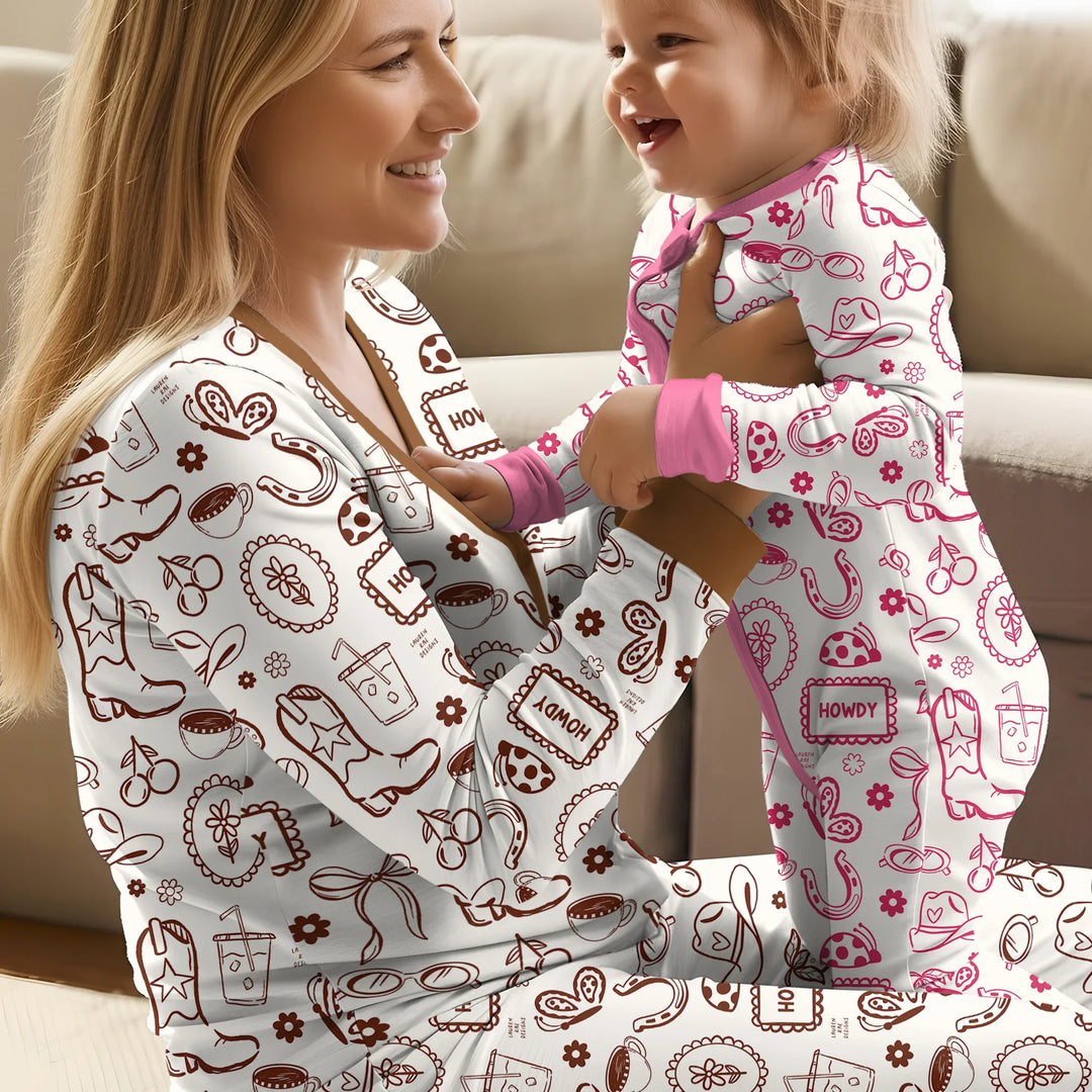 Doodle Wild West Cowgirl Bamboo Women Pajama Set