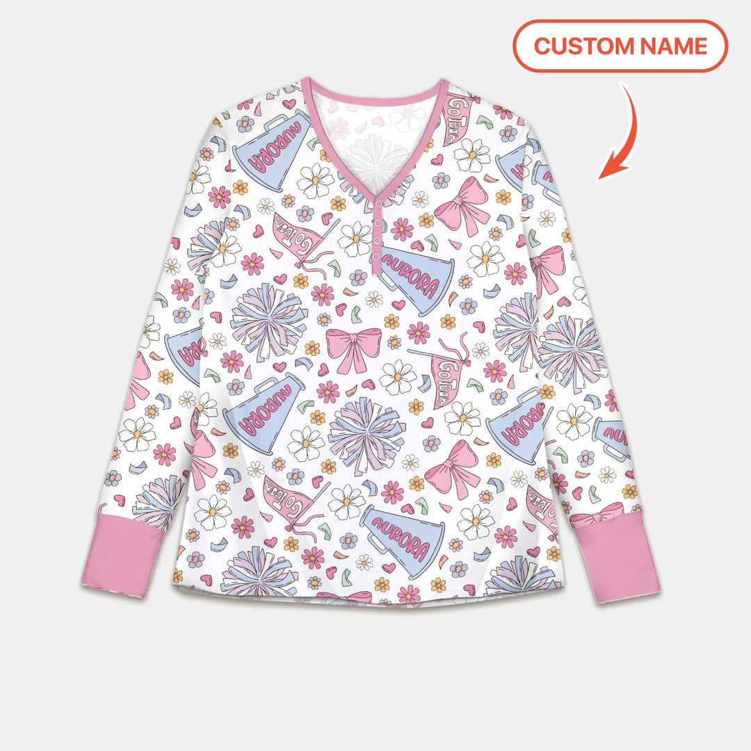 Custom Name Pastel Cheerleader Bamboo Women Pajama Set