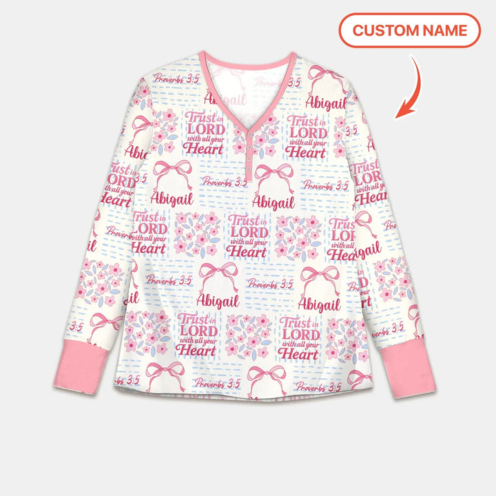 Trust The Lord With All Your Heart Custom Name Bamboo Women Pajama Set