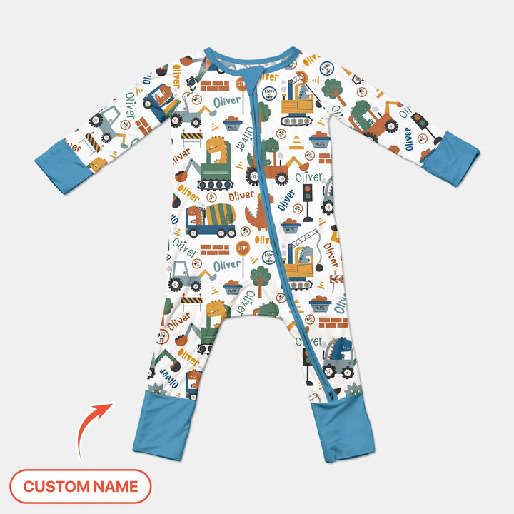 Custom Name Dino Diggers Bamboo Convertible Zippy