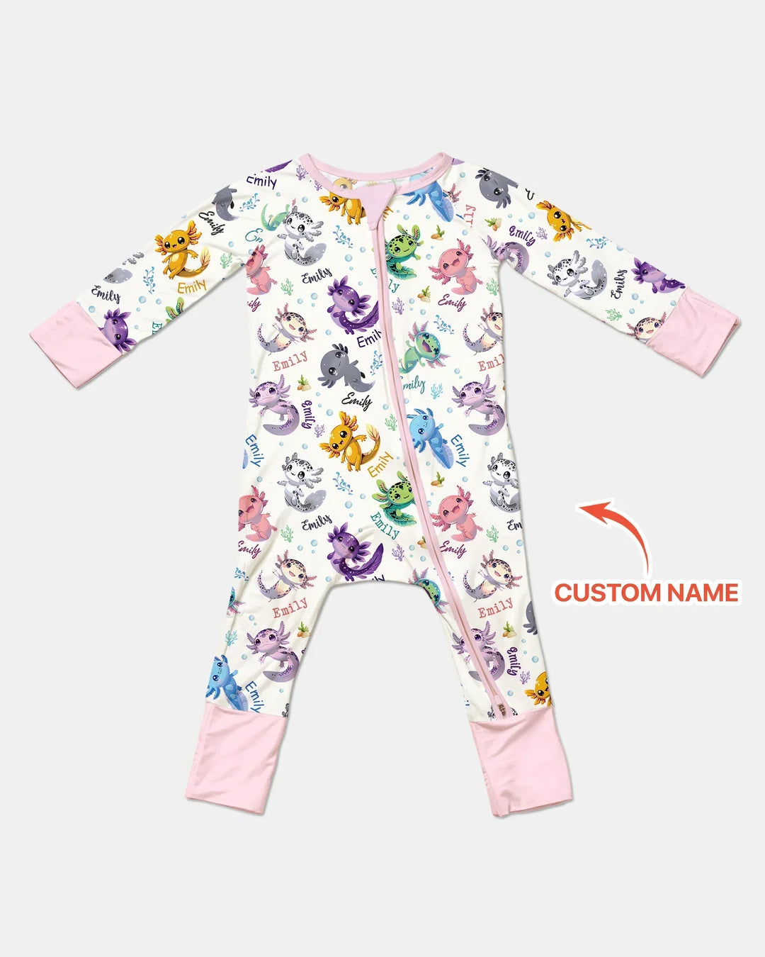 I Love You Axolotl Custom Name Bamboo Convertible Zippy