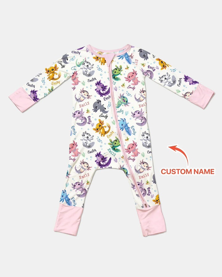 I Love You Axolotl Custom Name Bamboo Convertible Zippy