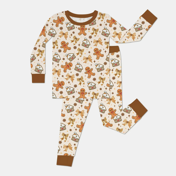 Brushstroke Gingerbread Two Piece Long Sleeve Pajama Set , Brushstroke Gingerbread Two Piece Long Sleeve Pajama Set - 12-18M