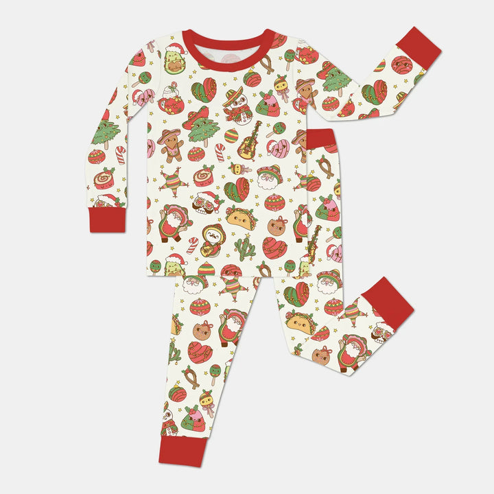 La Fiesta de Navidad Two Piece Long Sleeve Pajama Set , La Fiesta de Navidad Two Piece Long Sleeve Pajama Set - 12-18M / Red