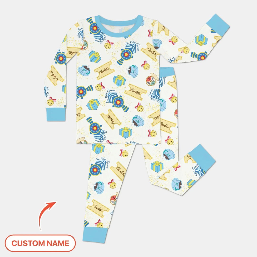 Express Train Christmas Bamboo Two Piece Long Sleeve Pajama Set