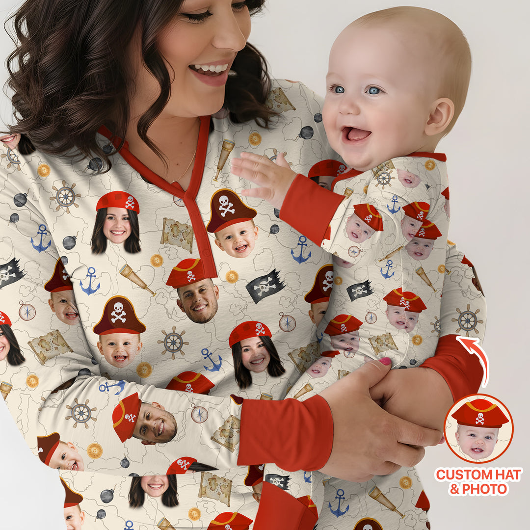 Custom Photo Treasure Map Adventures Family Matching Bamboo Women Pajama Set