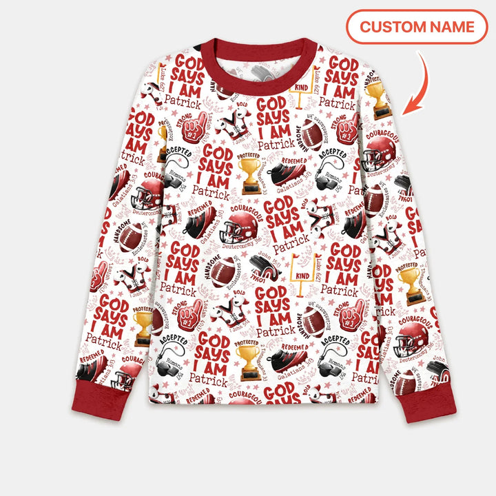God Says I Am Touch Down Time Custom Name Bamboo Men's Pajama Set