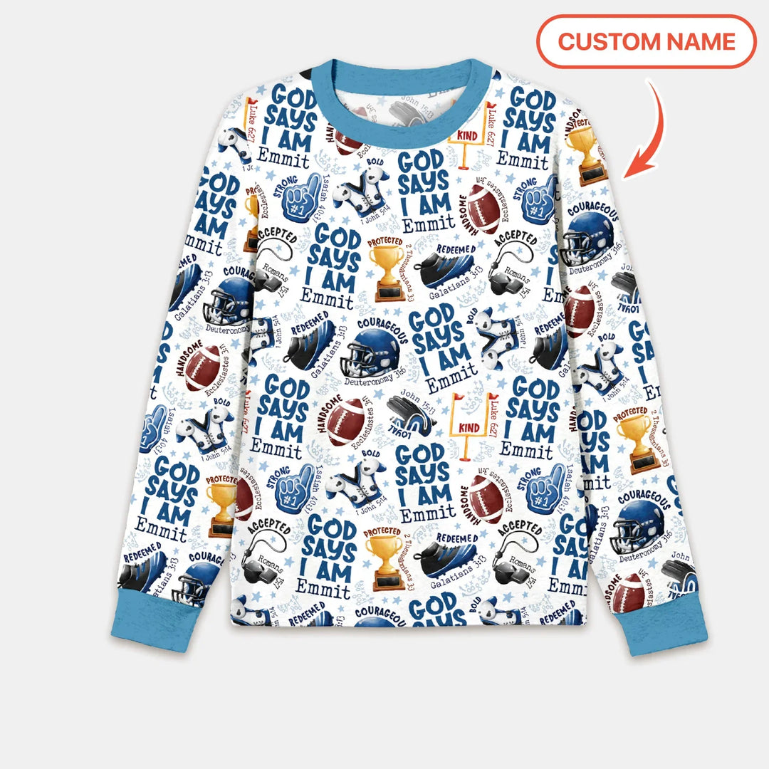 God Says I Am Touch Down Time Custom Name Bamboo Men's Pajama Set
