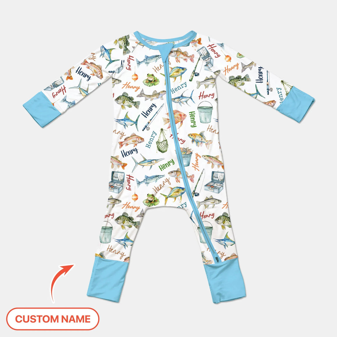 Happy Fishing Adventure Custom Name Bamboo Convertible Zippy