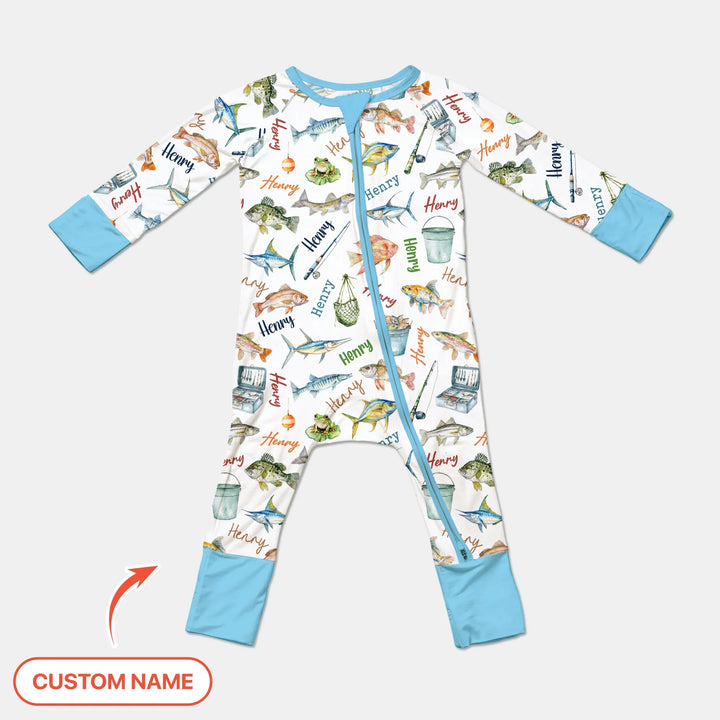 Happy Fishing Adventure Custom Name Bamboo Convertible Zippy