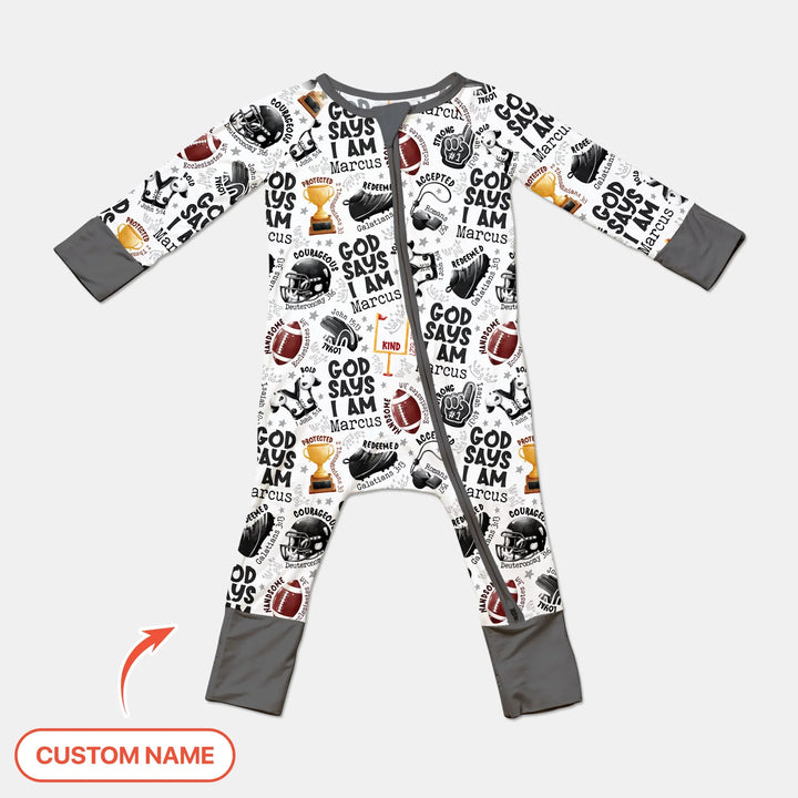 God Says I Am Touch Down Time Custom Name Bamboo Convertible Zippy