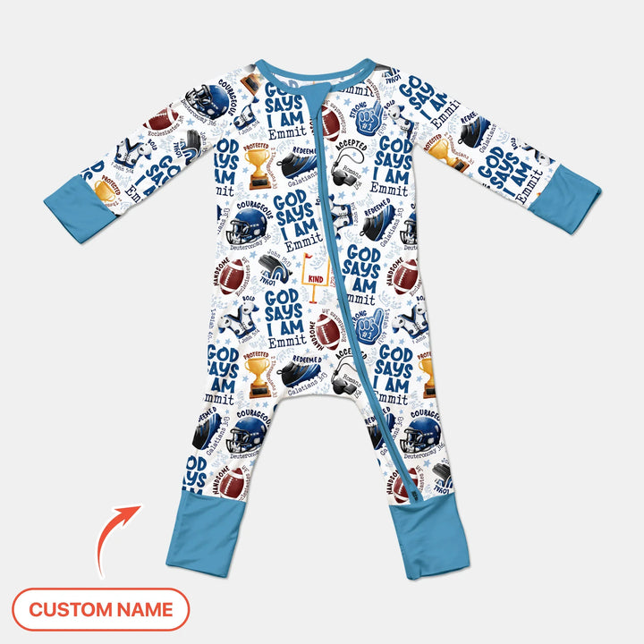 God Says I Am Touch Down Time Custom Name Bamboo Convertible Zippy